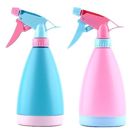 Plastic Air Pressure Water Mist Spray Bottle with Adjustable Nozzle | Lawn Sprinkler, Durable Trigger Sprayer With Mist & Stream Modes, 500 ml 2pcs. Plastic, Multicolour.